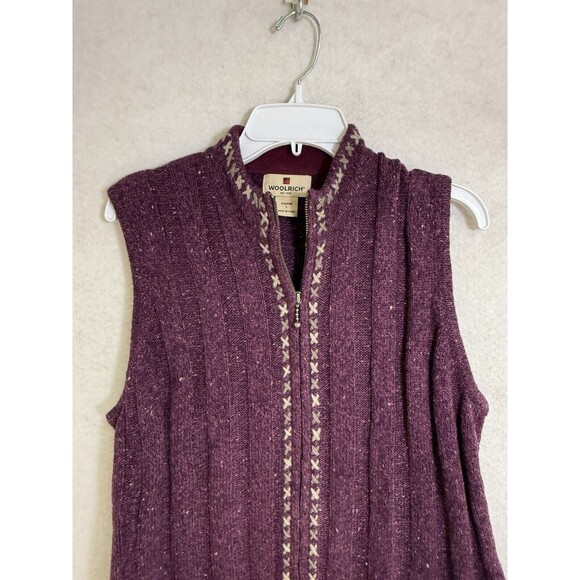 Woolrich Women's Vest  Large Front Zip  Lamb Wool Purple Soft - Picture 2 of 6